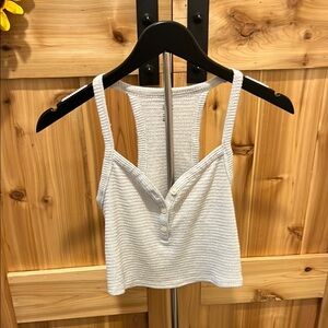 Gilly Hicks Light Gray Knit Buttoned Cropped Tank Top